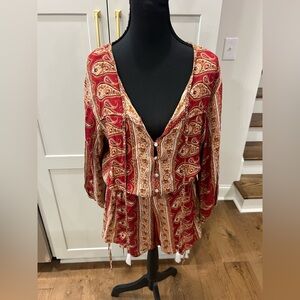 Faithfull The Brand Woodstock playsuit bohemian paisley print deep v neck M
